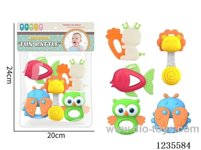 Baby Rattle (5PCS set, boilable) Mixed Colors