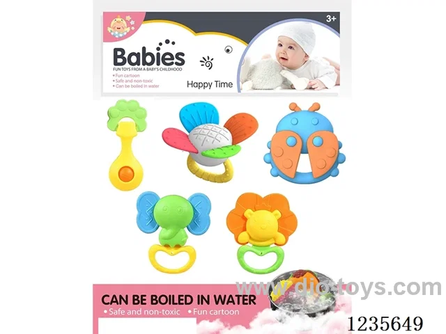 Boiled tooth gel rattle 5PCS