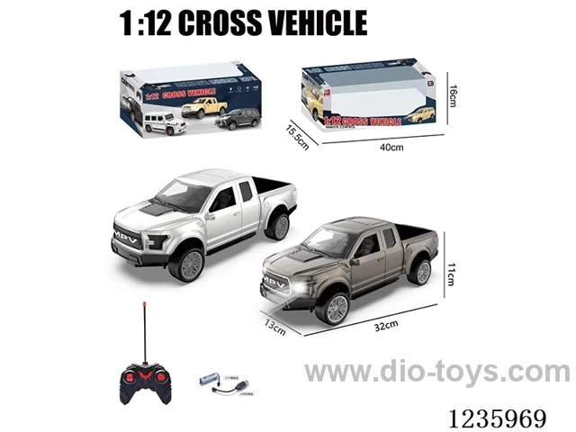 1:12 Pickup Truck 4ch RC Car 27MHZ with light 2 colors Included Battery