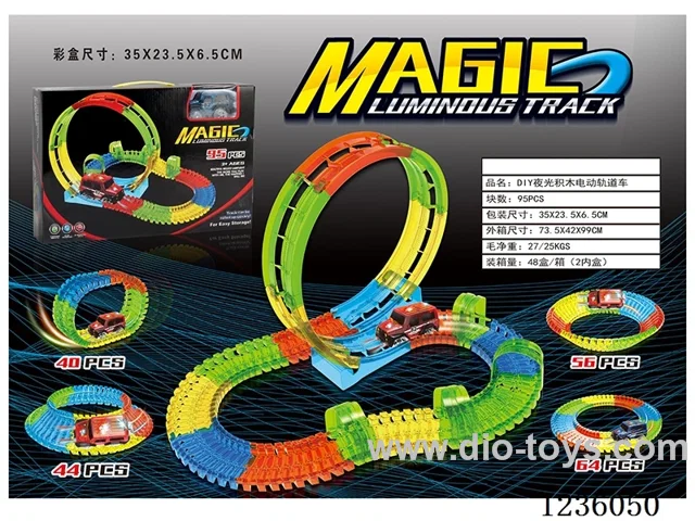 DIY glow-in-the-dark building blocks B/O track car (with lights) not included battery