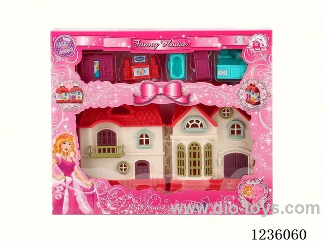 (GCC)villa with light/ 12 songs (includes 3* AG13 batteries) + furniture  (two types mixed)