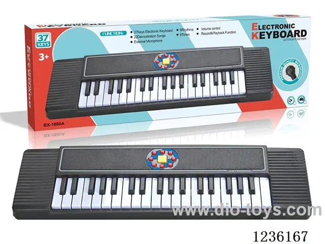 37-Key Black Electronic Piano + Microphone not included battery