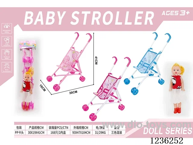 Children DIY assembled trolley with Barbie doll (trolley installed)