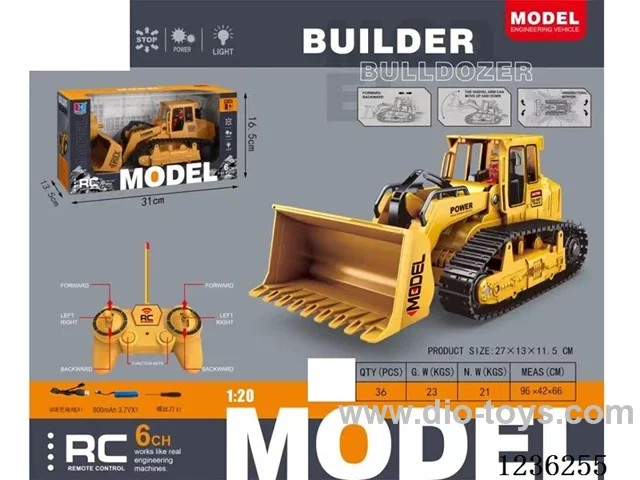6ch rc bulldozer/with light (included battery)