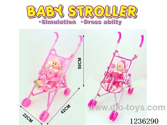 Plastic trolley with 12-inch doll, 2-color mixed to Pack.