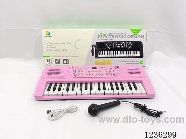 37-key multifunctional electronic organ with microphone USB cable pink/not included battery