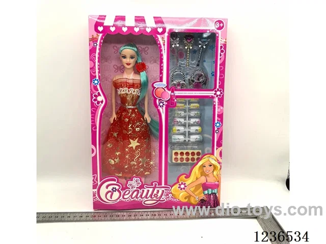 11 inch solid Barbie with nail set, clothes multicolour mixed