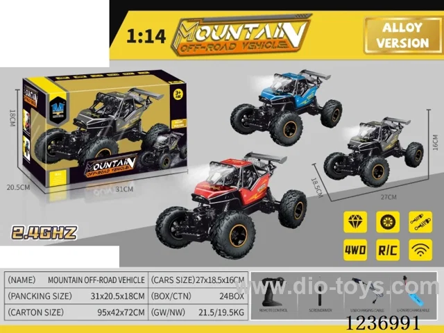 1:14 4WD 2.4G climbing RC car with light 3 colors mixed(included battery)