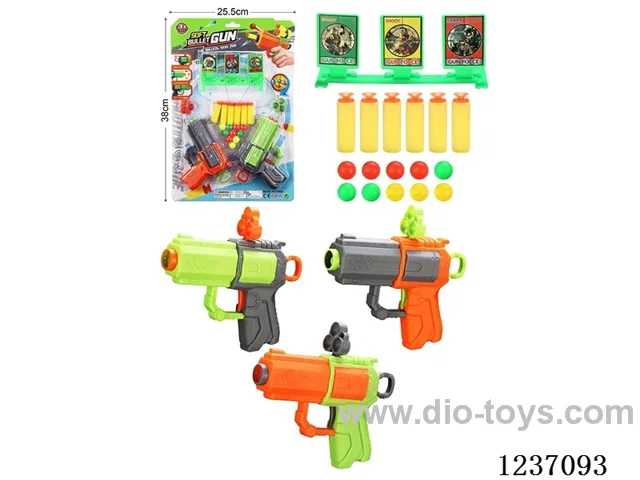 (double gun) soft bullet gun dual-use + triple target (manual)3 colors mixed