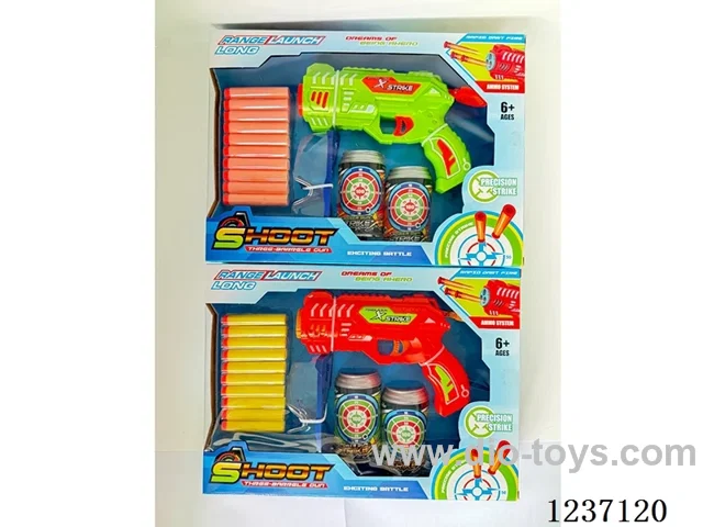 3-hole Auto Rotary 3-Round soft bullet gun (With Protective Eyewear*1 Coke Bottle Marker*2) EVA environmental bullets *10 ) (2 colours mixed)