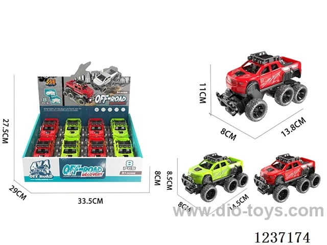 dual-inertia 6 wheel car 8PCS 2 colors mixed