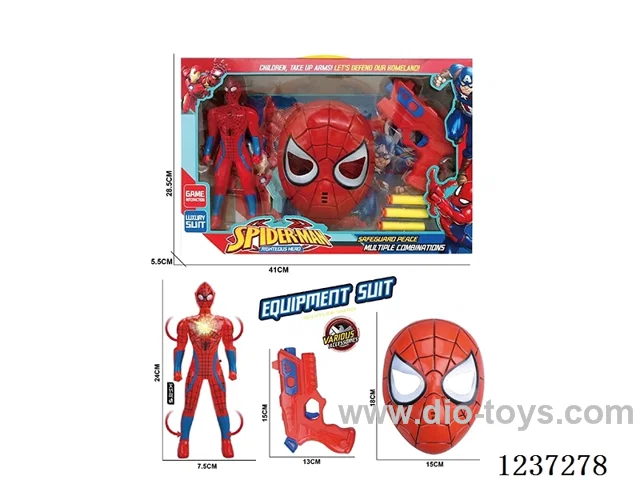 Lighted Spider-Man Doll + Spider-Man Mask + EVA Bullet Gun (battery not included)