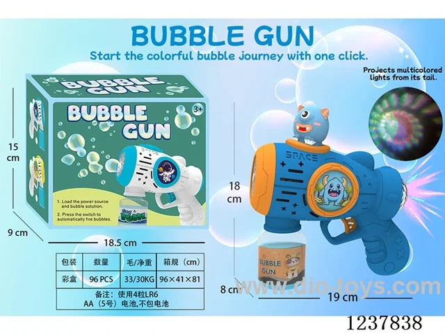 Automatic bubble gun with light/projection not included battery