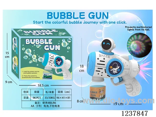 Automatic bubble gun with light/projection not included battery