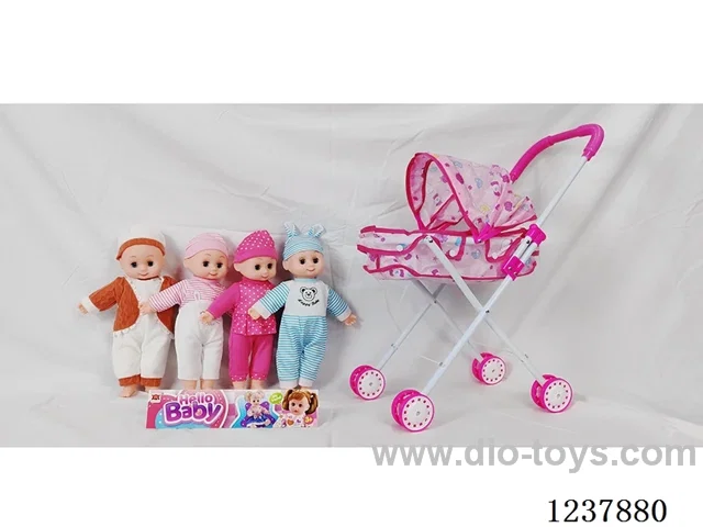 14-inch cotton-stuffed doll with English IC/Iron handcart