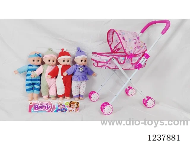 14-inch cotton-stuffed doll with English IC/Iron handcart