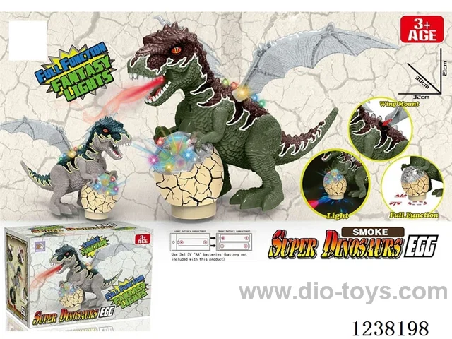 B/O dinosaur W L/M/spray/ holding eggs/ tail swing (two colors mixed) not included battery