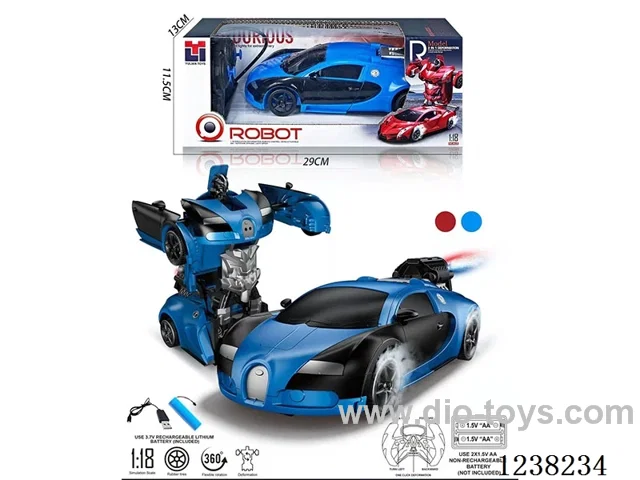 1:18 RC one-touch transforming Bugatti car with spray (included battery)