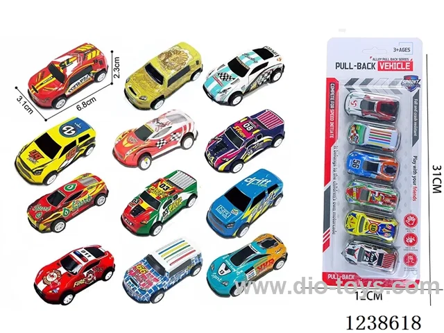 6.8CM pull back car set mixed 6PCS