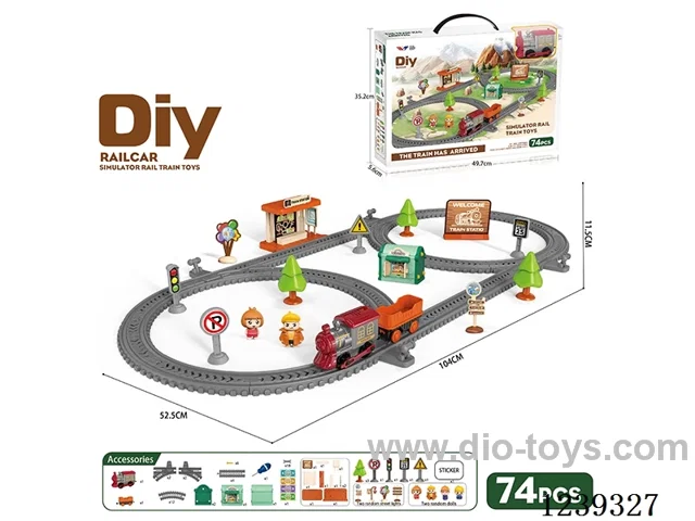 DIY assembled electric railcar 74PCS with music not included battery