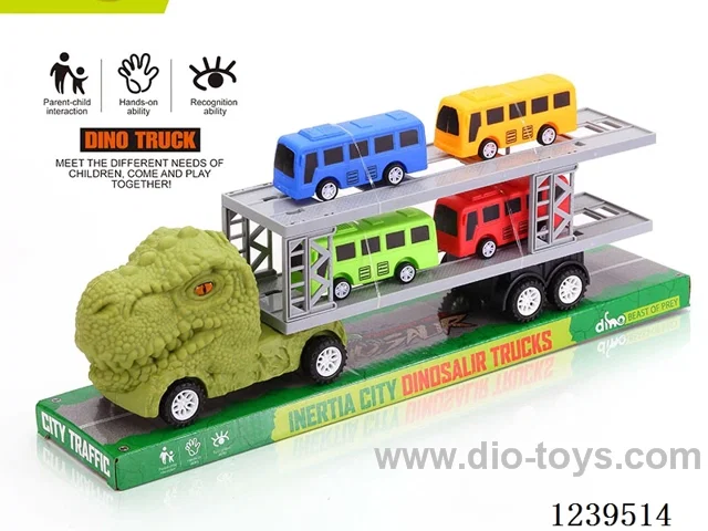 Double Decker Inertia Dinosaur Tractor with 4 Bus Cars