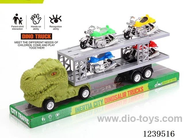 Double Decker Inertia Dinosaur Tractor with 4 Harley Motorcycles