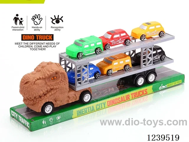 Double Decker Inertia Dinosaur Tractor with 6 City Cars