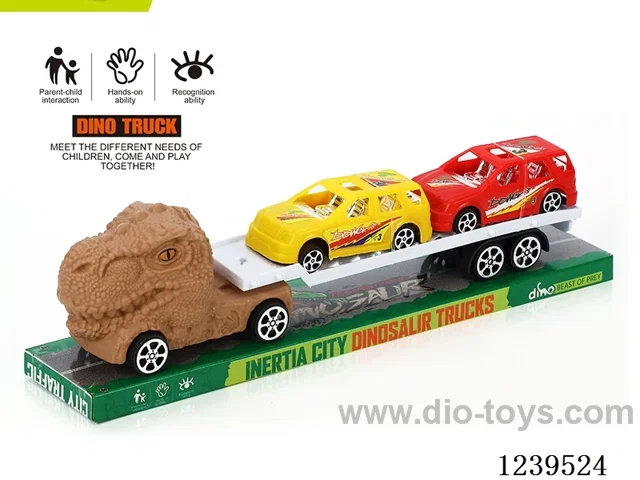 Inertia Dinosaur Trailer with 2 free wheel Race Cars