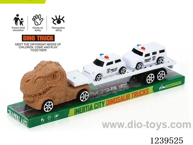 Inertia Dinosaur Trailer with 2 free wheel Police Cars
