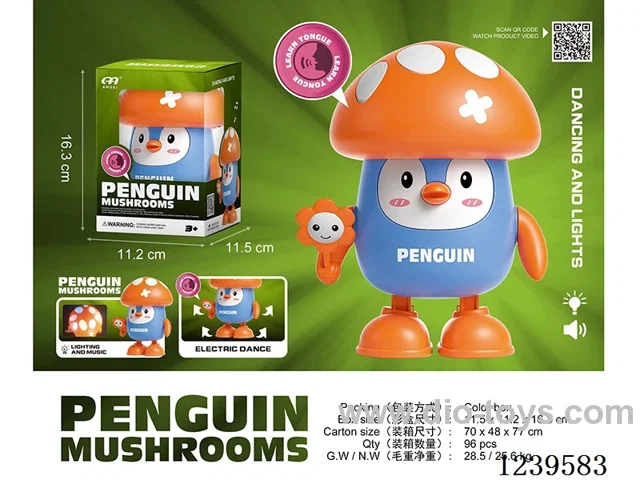 B/O dancing Mushroom Penguins W L/M/repeat not included battery