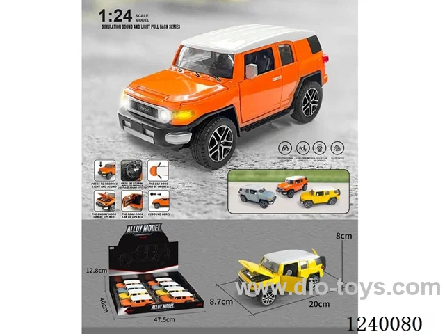 1:24 pull back alloy car W L/M 8PCS 3 colors mixed included 3*AG13