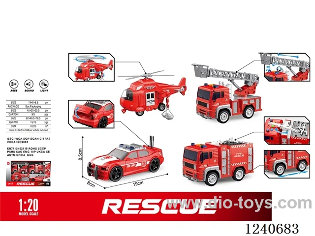 1:20 inertia fire truck set W L/M included battery