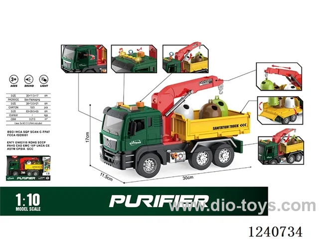 1: 10 Inertial sanitation truck (door opening ,pumping) W L/M included battery