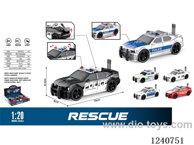 1:20 Inertia 6PCS Police Vehicle Combination W L/M included battery