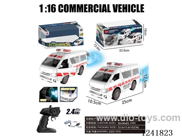 1:16 2.4G 6ch rc car W L/M/spray included battery 2 colors mixed
