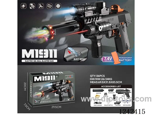 B/O water bullet gun with light/spray included battery