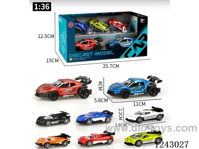 1:36 Alloy small inertia car 2PCS+3PCS free wheel car