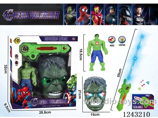 Hulk Set -Figurine + Lighted Mask + Lighted Telescopic Sword