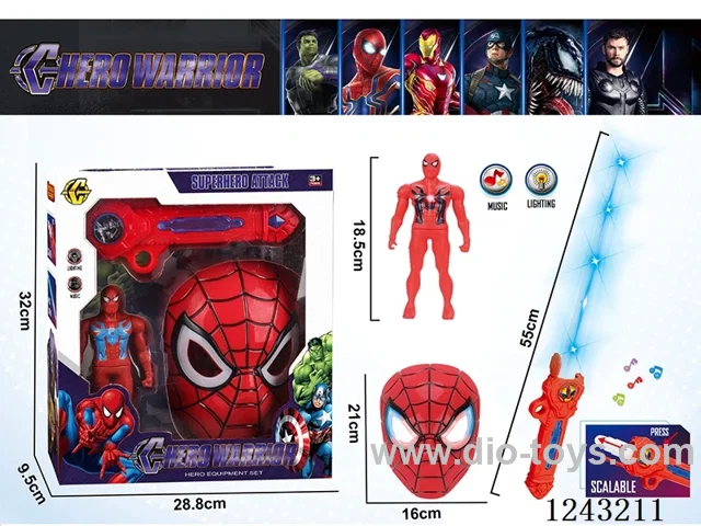 Spider-Man Set -Figurine + Lighted Mask + Lighted Telescopic Sword