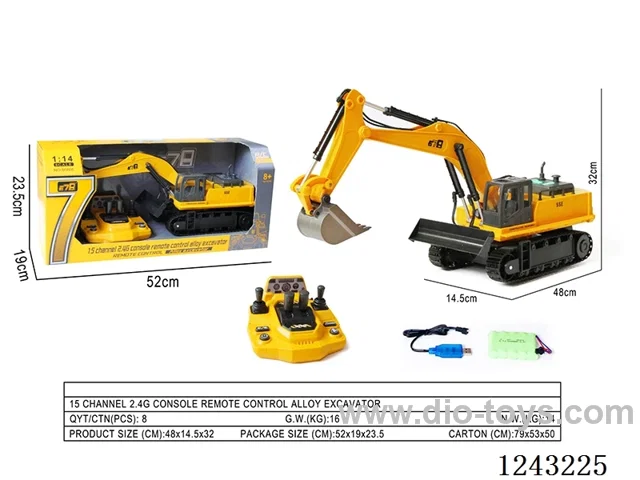15ch 2.4G RC crawler excavator - alloy console (with 6V battery +USB charging cable)