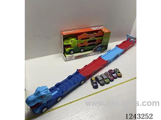 Tyrannosaurus rex catapult track car + 6 pull back cars