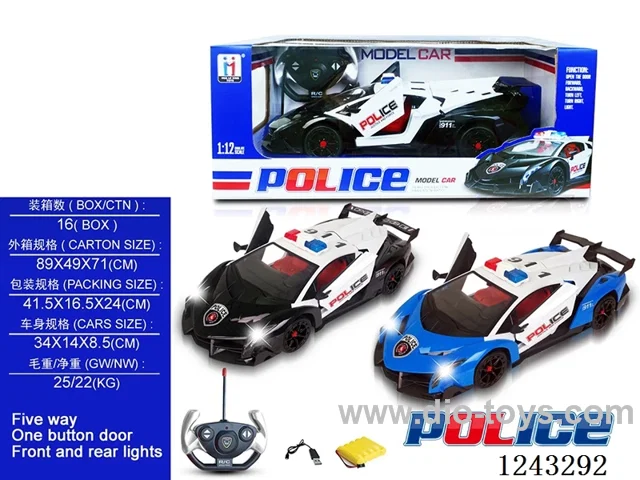 1:12 5ch open door RC police car (included battery)2 colors mixed