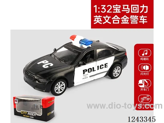 1:32 BMW pull back alloy police car W L/M