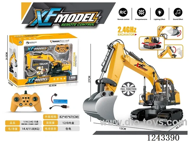 1:16 2.4G 13ch RC excavation engineering alloy car W L/M Included battery