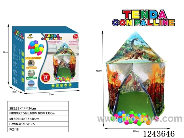Dinosaur yurt tent with 25 ocean balls