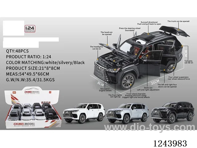 1:24 pull back alloy Lexus LX600 W L/M(8PCS)included battery