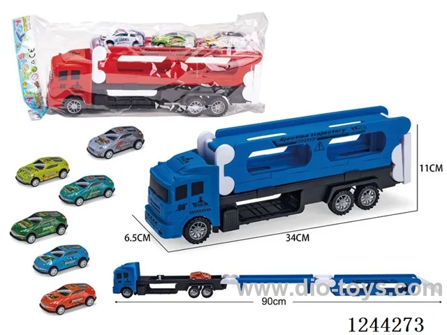 Folding Free Wheel Eject Cargo Car (with 3PCS free wheel Alloy Vehicle) 2 Colours Mixed Pack