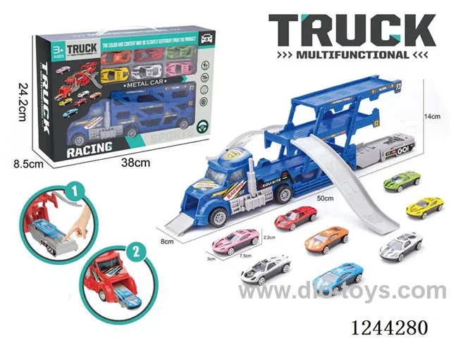 Folding Ejector Truck - Alloy City Track Scene (Car Red & Blue Mixed)