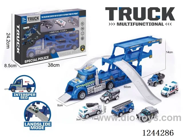 Folding Cargo Car - Alloy Police Track Scene (Blue Car)
