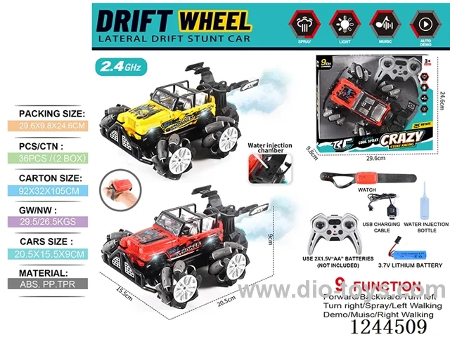 2.4G 9ch rc car W L/M/spray/watch included battery